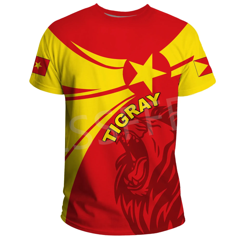 

Men's T-Shirts Africa Country Ethiopia Tigray Flag DPrint Men/Women Summer Casual Funny Tee Short Sleeves Streetwear 2, Color as picture