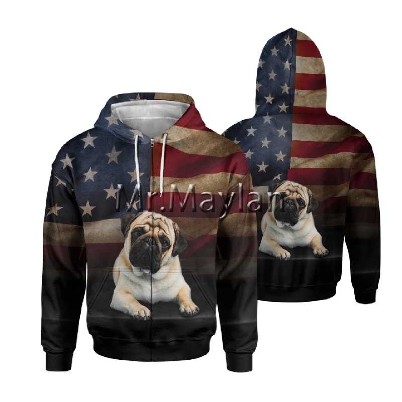 

Men's Hoodies & Sweatshirts Cute Animal Pug Dog 3D Zip Hoodie Men/Women Casual Streetwear Outfit Autumn Boys Hiphop Hoody Tops Clothes Drop, Zip hoodies