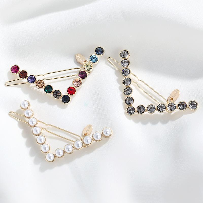 

Hair Clips & Barrettes CHIMERA Simple Metal Pin V Shape Pearl Crystal Hairgrips Ins Fashion Accessories For Women Girls, Golden;silver