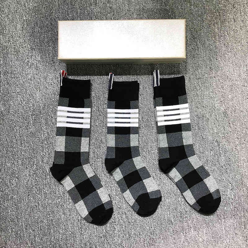 

Tb 2021 Thom Brand Men Women Cotton Striped Plaid Casual Crew Socks Hip Hop Ins 3 Pairs, Three pairs