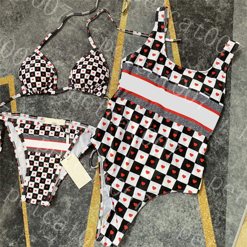 

Love Print Swimsuit Women Bikini Classic Plaid Womens Swimwear Set Textile Summer Latest Ladies Swimsuits One Piece, Please contact me real pictures