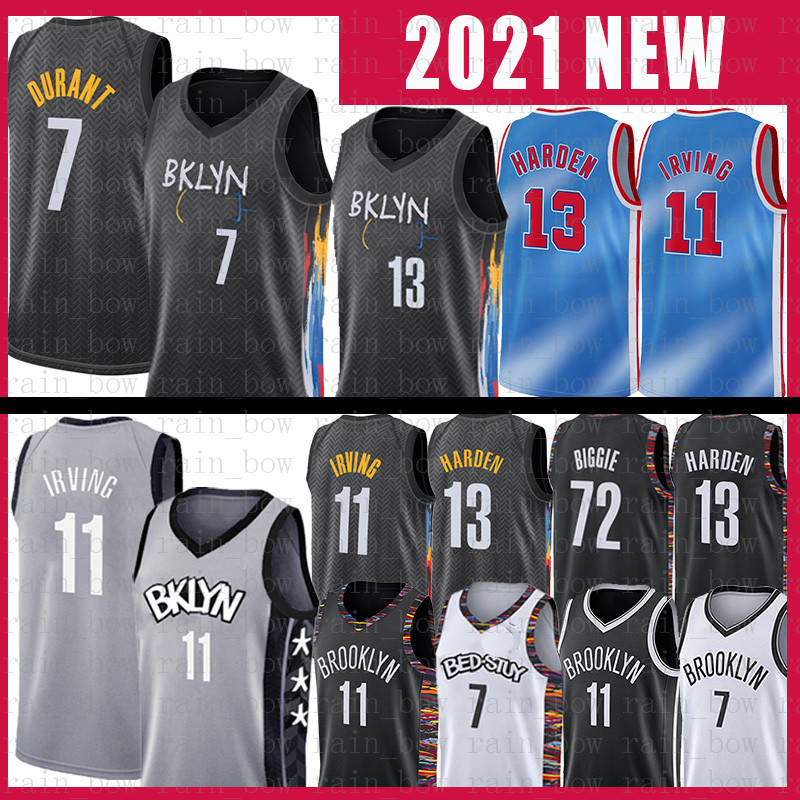 

Kevin 7 Durant 11 Irving Basketball Jersey Mens Kyrie 2020 2021 New City James 13 Harden Jerseys S-XXL black, Please buy 10 piece - if only need logos