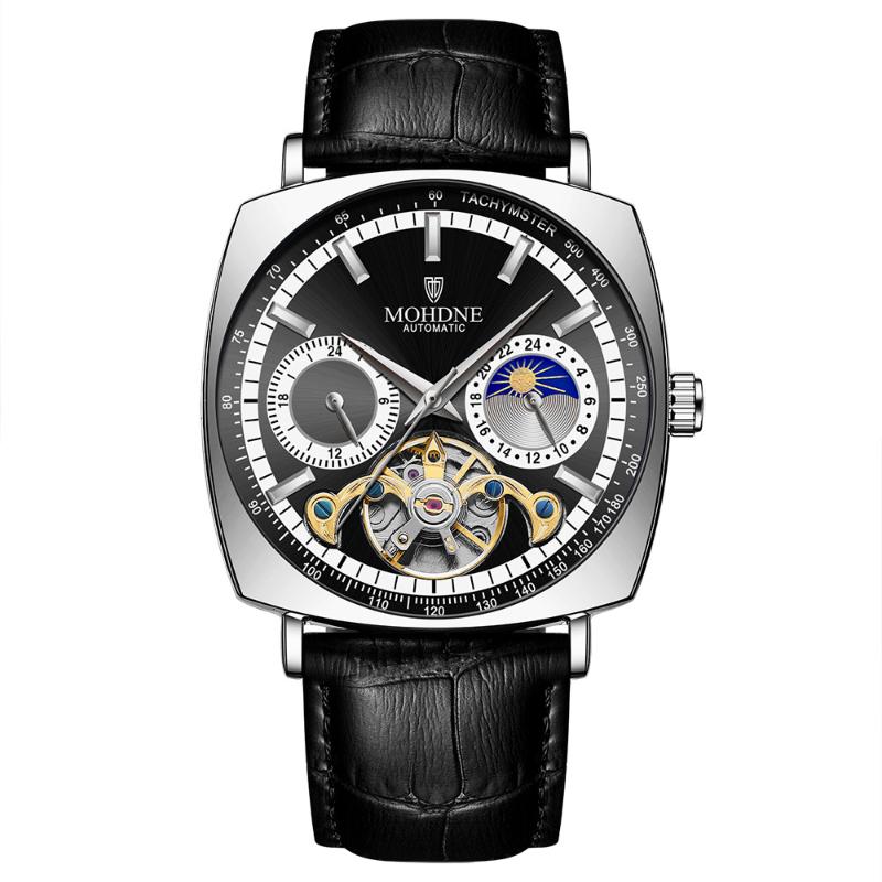 

Wristwatches 1963 Watch Automatic Mechanical Aviation Flight Wristwatch Men Moon Phase Display Brand Square Dial Personality Tough Guy, Aviation watch--f