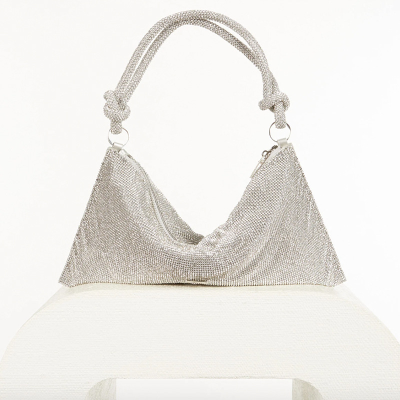 

Functional Amazing Fashion Knot Handle Rhinestones Evening Clutch Bag 2021 Crystal Diamonds Dinner Party Wedding Purses And Handbag Designer, White