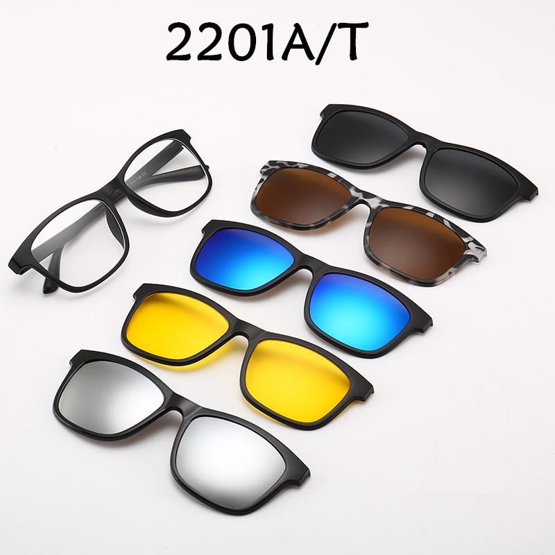 

Lens Magnetic Sunglasses Clip Mirrored On Glasses Men Polarized Optical Myopia Frame With Leather Bag