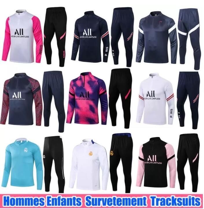 

2021 2022 messi soccer tracksuit psgs MBAPPE jacket futbol Men Long sleeves Survetement sets Hommes Sportswear Adult training suits football tracksuits, Paris 2021 white pink s