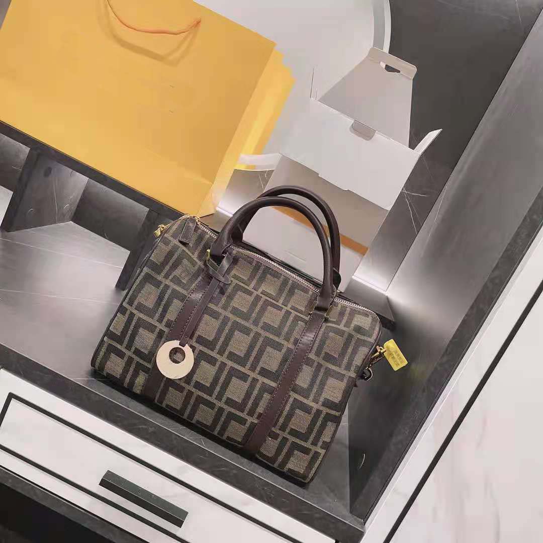 

Designer Tote Bag Women Handbags Luxury Boston Bags FFletters Printed Duffel Handbag Large Capacity Shoulder-bag Canvas Top Quality, Brown