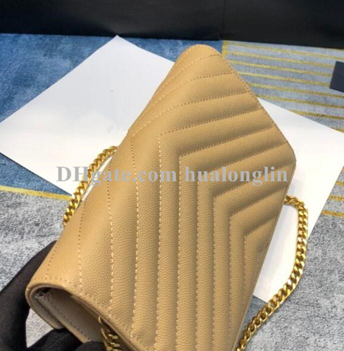 

Genuine Leather woman Handbag Women Evening Bag High Quality Original Box Messenger Shoulder Cross body Purse designer, Black-gold;caviar