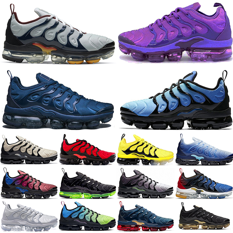 

original tn plus running shoes for men women Triple Black White Cherry Fresh Atlanta Hyper Blue #99 Bred Pure Platinum mens trainers sport sneakers size 36-47, Tropical sunset
