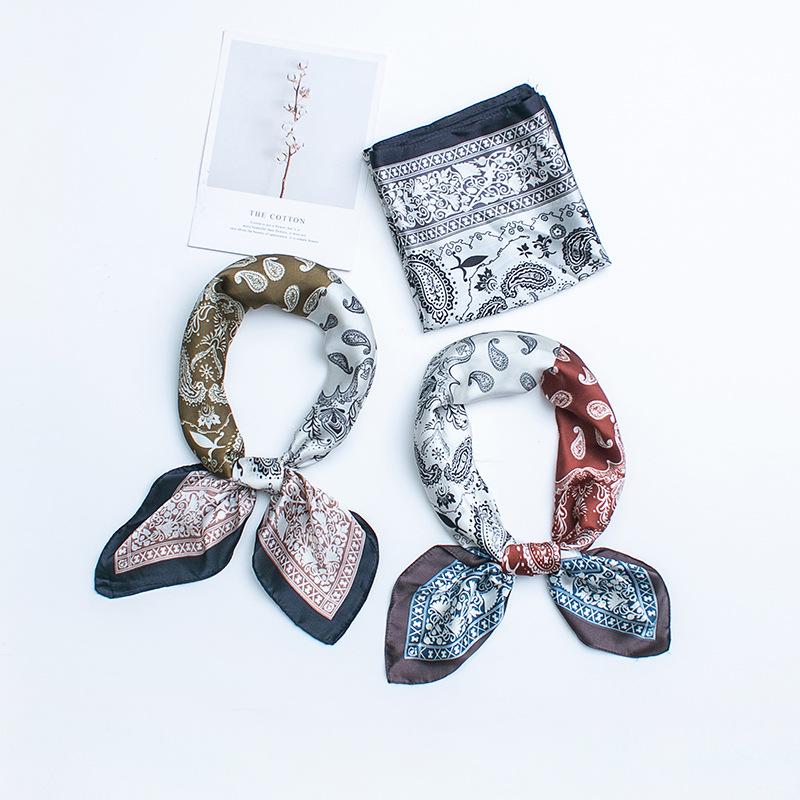 

Scarves Women Paisley Silk Satin Scarf Summer Hijab Square Headband Foulard Lady Shawls Wraps Small Neck Kerchief Bandana Hair