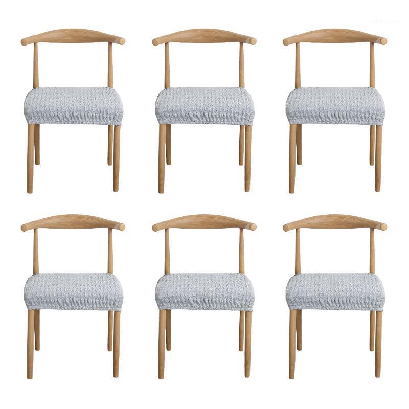 

6pcs Reusable Easy Install Solid Washable Soft Dining Chair Seat Cover Slipcover Jacquard Weave High Stretch Furniture Protector Covers