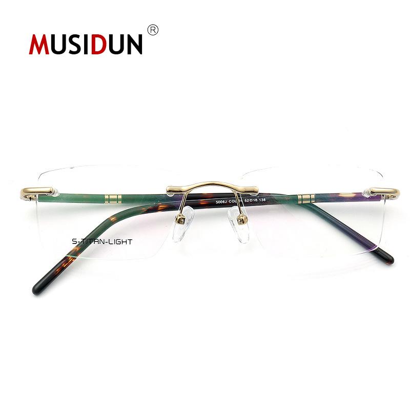 

Fashion Sunglasses Frames Titanium Eyeglasses Rimless Square Optical Glasses Frame Transparent Lens Ultra-light Acetate Legs Top Quality 500
