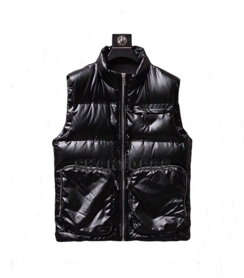 

Designer PRAD top quality down jacket Vest mens short winter trend for female couples 90% white duck thick shiny budge Windproof and rainproof, This item is not shipped
