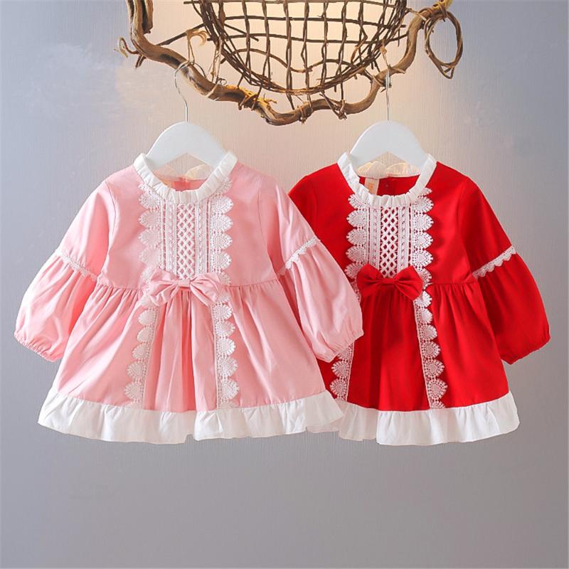 

Girl's Dresses Baby Girl Dress Toddler Born Bow Children Princess First Birthday Party Christening Gown Girls Clothes, Red;yellow