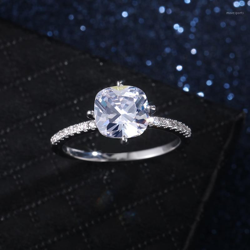 

Wedding Rings CAOSHI Cushion Shaped Zirconia For Women Simple Design Female Engagement Accessories Statement Jewelry Nice Gift1