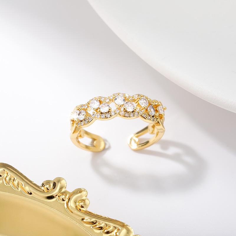 

Wedding Rings Exquisite Geometric Zircon Hollow Out Shiny Adjustable Ring For Women Girls Trendy Couple Charm Gifts Jewelry 2021