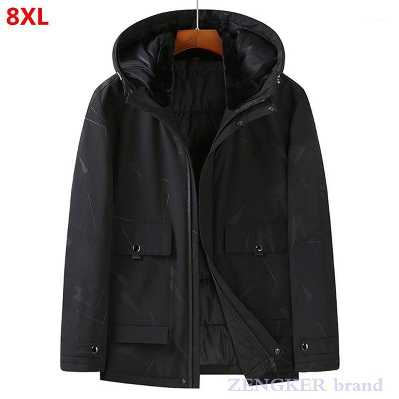 

Men's Down & Parkas Winter 8xl 7XL Plus Size Fashion Casual Hooded Cotton Padded Coat Black Thick Man Jacket With Hood