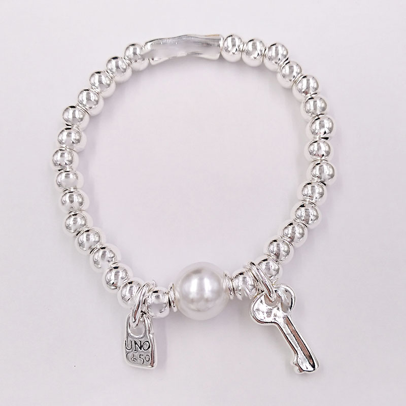 

DIY charms evil eye jewelry making supplies UNO de 50 925 Sterling silver bracelet for women metal bangles hand chain beaded sets birthday g