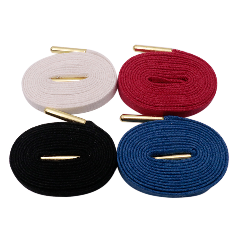 

Weiou flat cotton waxed bootlaces custom length shoe laces string for work boots with Gold metal tips