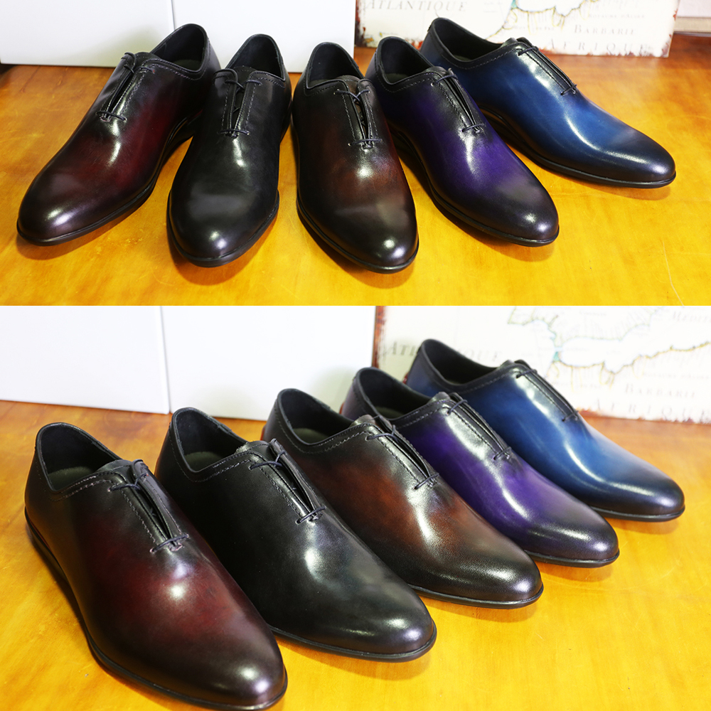 

handmade leather shoes hand stitched ancient method color change amadeo perugia scritto calf oxford shoe men's dress casual flats botto, Red;white