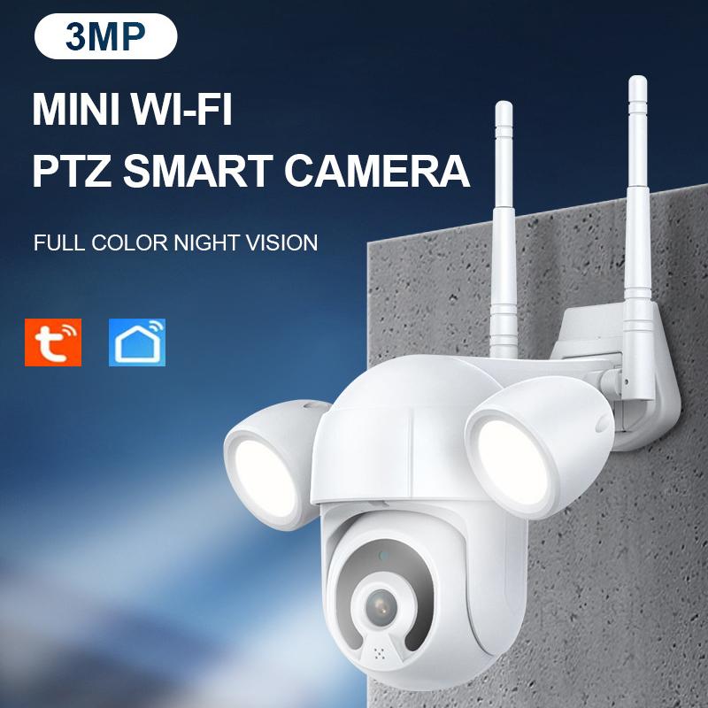 

Tuya Smart PTZ 3MP Floodlight Courtyard Lighting CameraOutdoor WiFi IP IR IP66 Waterproof Home Garden CCTV Security Cam Cameras
