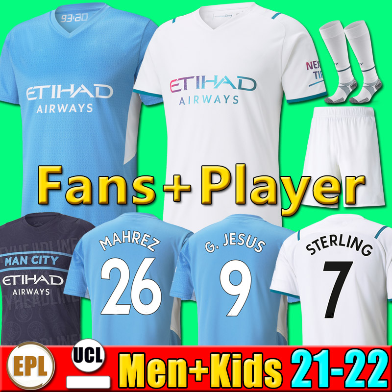 

2021 2022 Manchester soccer jersey G. JESUS CITY STERLING FERRAN DE BRUYNE 21 22 KUN AGUERO MAHREZ FODEN RODRIGO football shirt men kids kit socks shorts equipment, P07 home kids