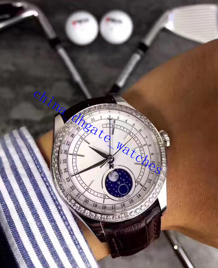 

3 Style Watches For Men Steel Rose Gold Mechanical 2813 Watch Men's Cellini 50535 Leather Enamel Moonphase Date Moon Display Wristwatches 006, No watch