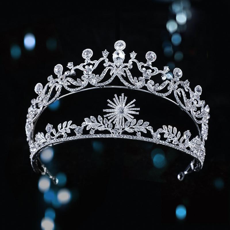 

Hair Clips & Barrettes High-end Zircon Wedding White Crown Zinc Alloy Electroplating Women's Headdress Bride Jewelry, Golden;silver