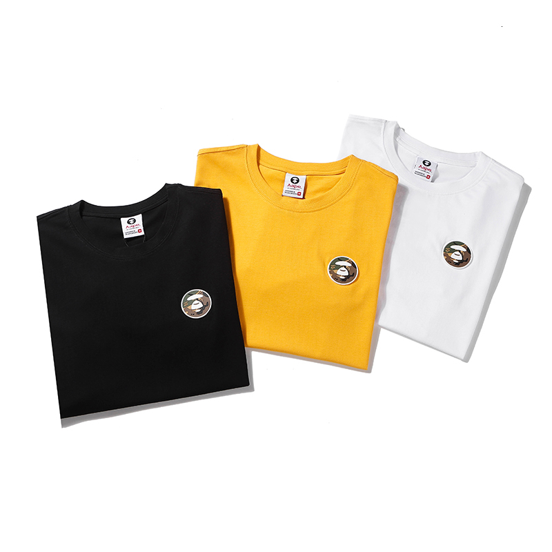 

fashion brand AAPE men's short sleeve T-shirt It casual loose camouflage ape face micro print cotton round neck half sleeve female, White;black