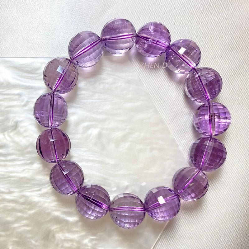 

Beaded, Strands 5A Natural Light Purple Amethyst Faceted Rare 8-13mm Beads Bracelet High Quality Valuable Healing Gift