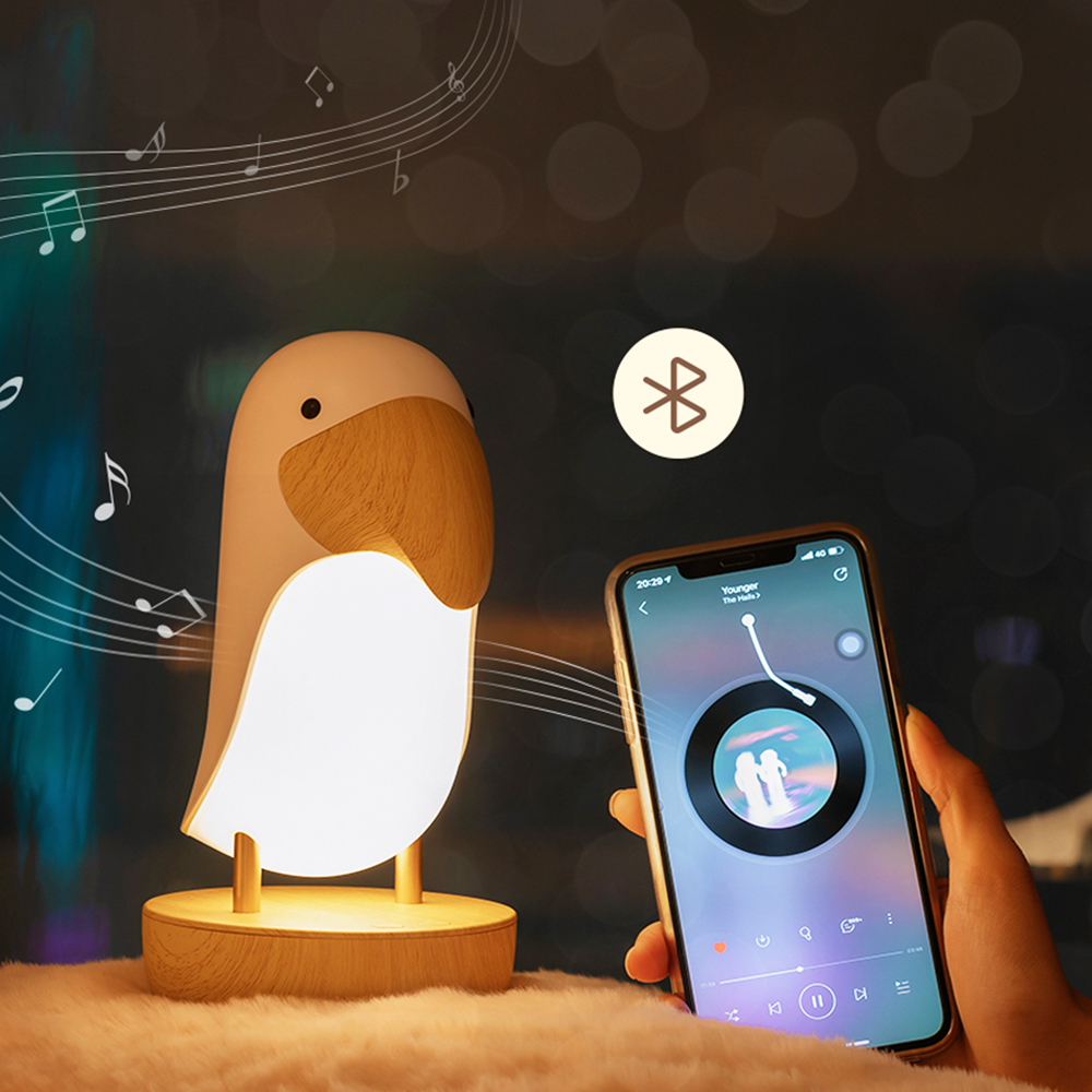 

Toucan Bird Bluetooth Speaker Night Light Stepless Dimming LED Breathing Lights with Sound USB Rechargeable Touch Table Lamp