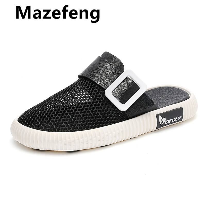 

Slippers 2021 Men Shoes Beach Casual Men's Unisex Hollow Out Couple Sandal Flip Flops Non-slide Male AZXI, Men black