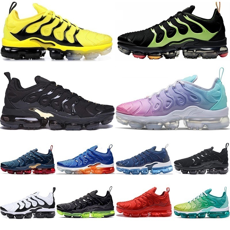 

sAir Maxx Vapourmax Tn Plus Running Shoes Size 12 Triple Black White Volt Cushion Knit Trainers Vapour Mens Womens Fashion Sports Sneakers