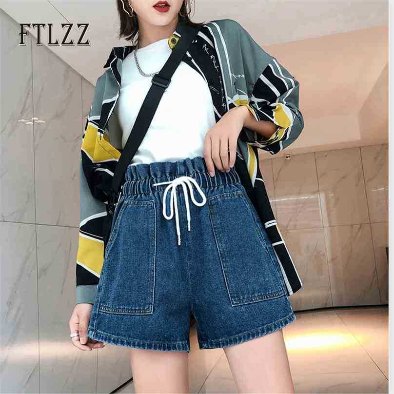 

Woman Casual Denim Shorts Summer Plus Size High Waisted Loose Jeans Women Streetwear Short Femme 210525, Blue