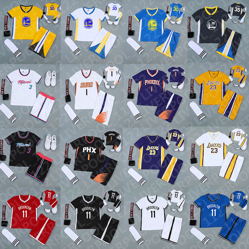

KID NBA jerseys Basketball Sets NETs The Los Angeles Lakers big boyAtlanta Braves Miami heat th, Black;red