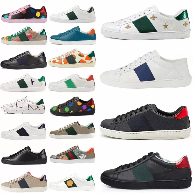 

2022 Mens Womens Sneaker fashion Casual Shoes Snake Chaussures Leather Ace Bee Embroidery Stripes Walking Sports Trainers Tiger gg guccie women men Sneakers