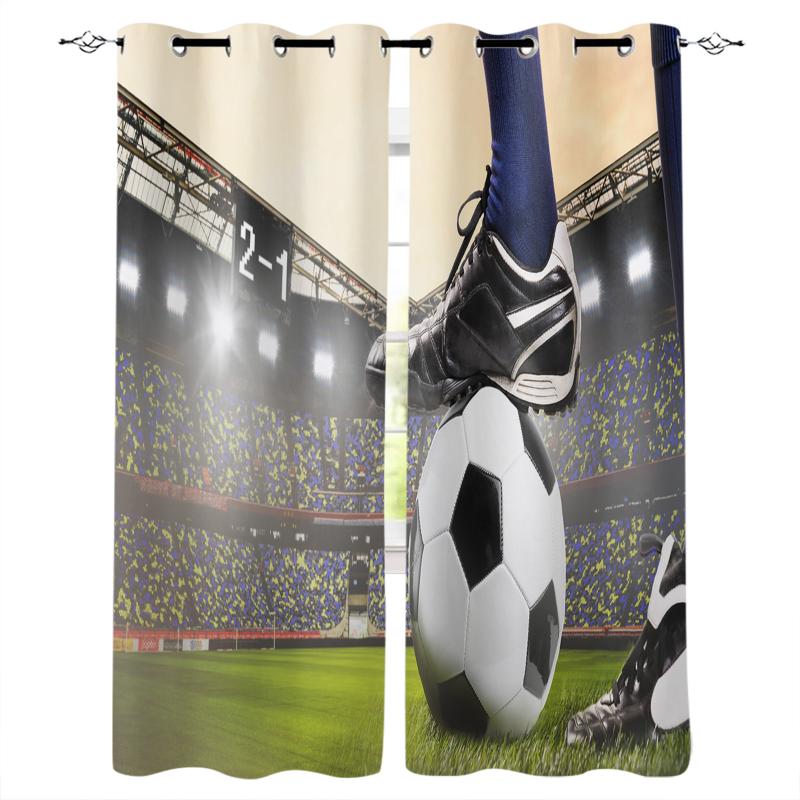 

Gymnasium Soccer Court Balls Football Blackout Curatin Living Room Window Children's Curtains For The Bedroom Curtain & Drapes