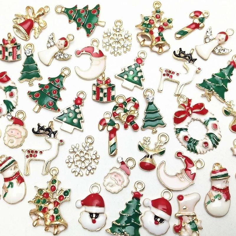 

Charms Metal Christmas Pendant Ornaments Beads For Jewelry Making DIY Bracelet Earrings Xmas Gift Tree Elk Santa Claus Snowman