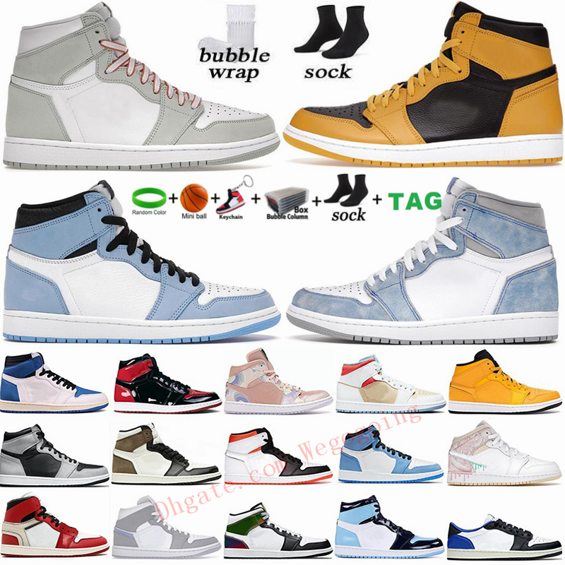 

Air Jordan 1 Mens Basketball Shoes 1s New High OG Pollen Seafoam University Blue electro orange dark mocha bred shadow UNC twist Womens, 50