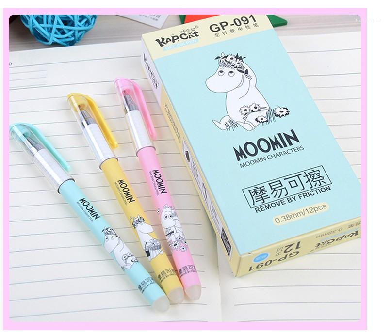 

Wholesale- Erasable Gel Pens Moomin Blue Colored Kawaii Gift Gel-ink For Writing Cute Stationery Office School Supplies 0.38mm