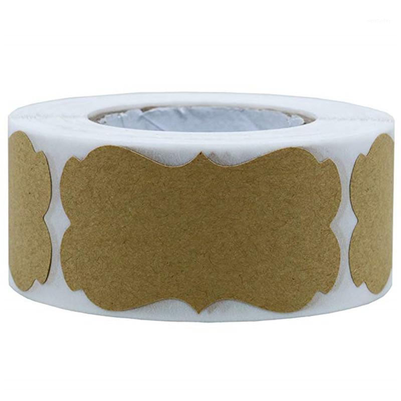 

Party Decoration 300/roll Natural Kraft Stickers Lables 2x1.2 Inch Stationery Envelope Seal Holiday Present Wedding Gift Tags