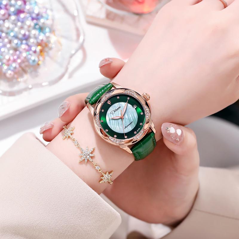 

Wristwatches Difanni 2021 Luxury Woman Watches Automatic Mechanical Leather Wristwatch Lady Fashion Dress Business Ladies Clock Bracelet, Red