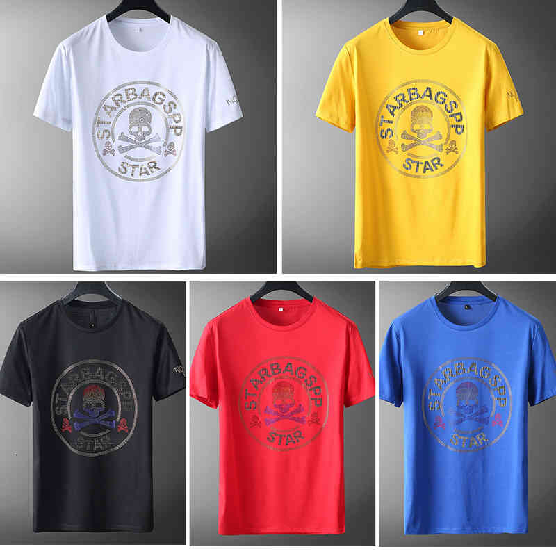 

Men's T-Shirts Starbags pp skull diamond of men T-shirt 2021 will see loose fashion lapel manga short business shirt luxury contrary quality, Blue