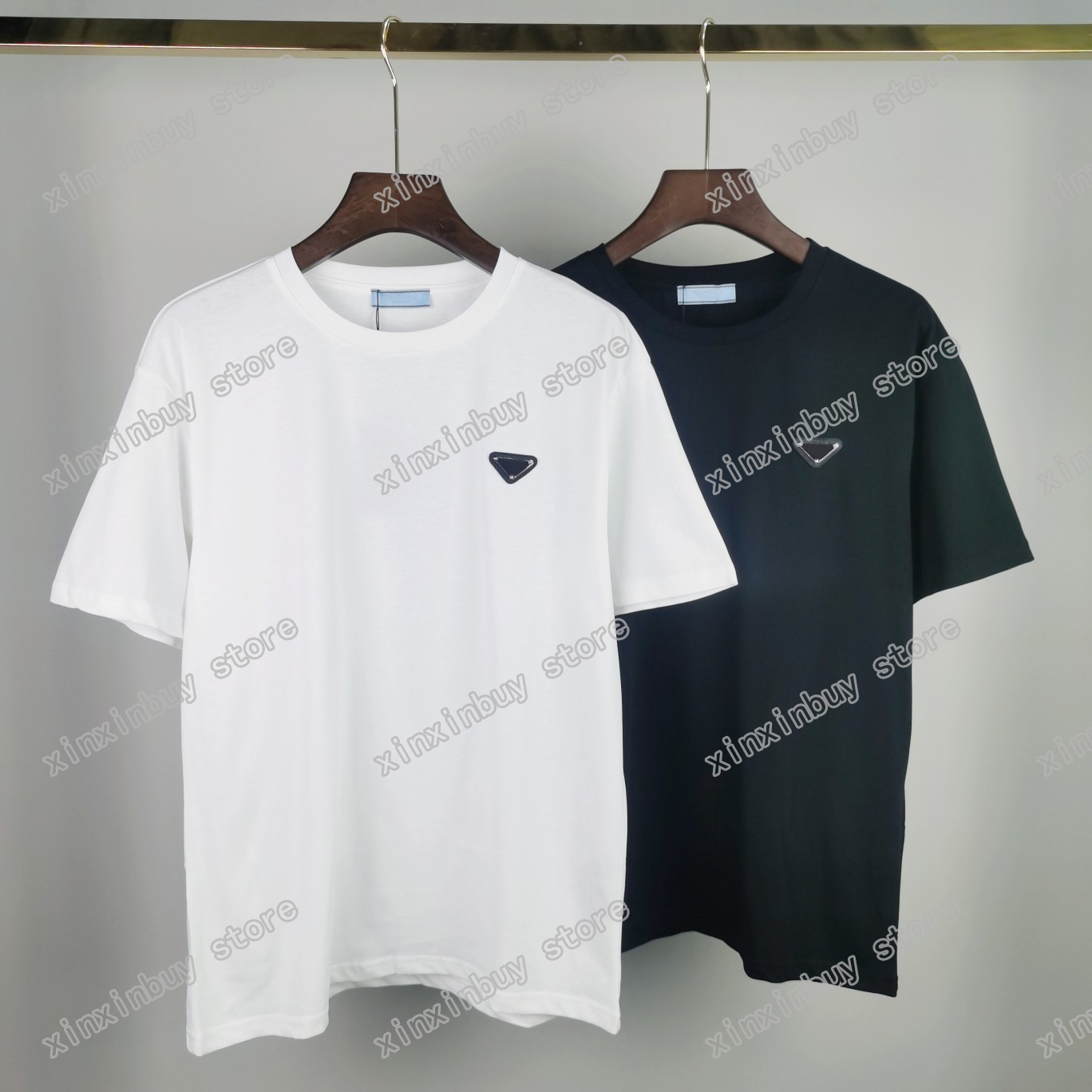 

21ss mens t shirts tee paris letters designer Triangle label clothes short sleeve Men Women real, White;black