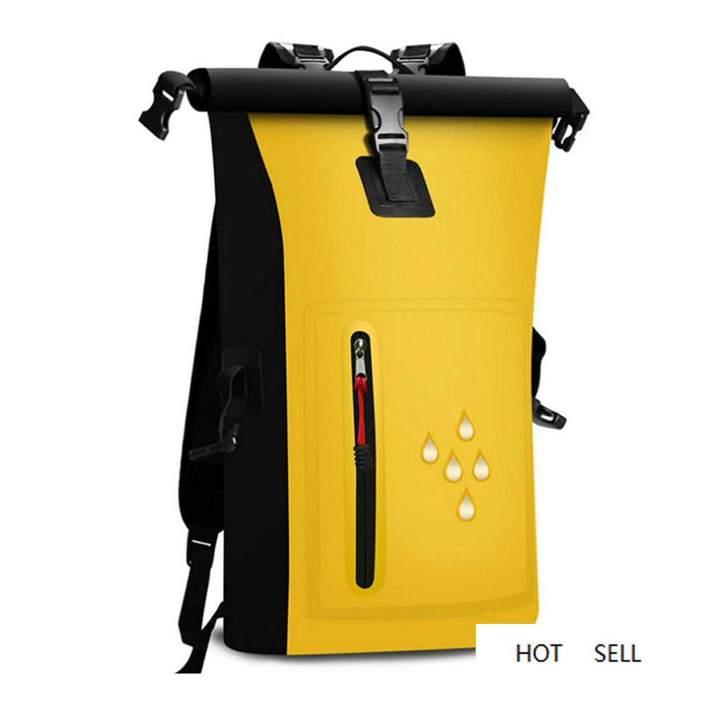 

Backpacks Waterproof PVC Double Shoulder Waterproof Bag with Reflective Barrels Pack Fishing Dry Sack, Blue