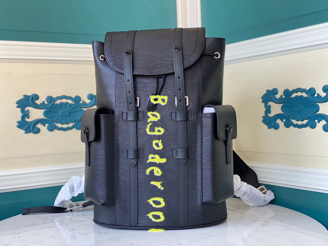 

Top Quality!!! Christopher Backpack With SUP Rippled Jointly-designed Limited Edition Man Woman Fashion Shoulder Bag 41709, Silk