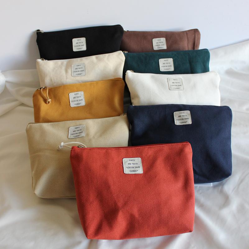 

Cosmetic Bags & Cases Preppy Makeup Bag Women Canvas Organizer Candy Color Pouch Portable Travel Washing Zipper Beauty Case, Beige