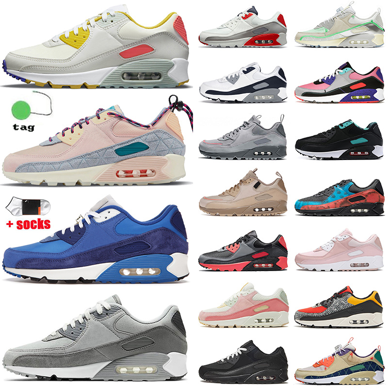 

Top Fashion Mens Women's 90 Jogging Sneakers Outdoor Running Shoes Size 12 Cork Obsidian Triple S Black White Surplus Wolf Grey Off 90s OG Trainers With Socks, B5 40-46 bred