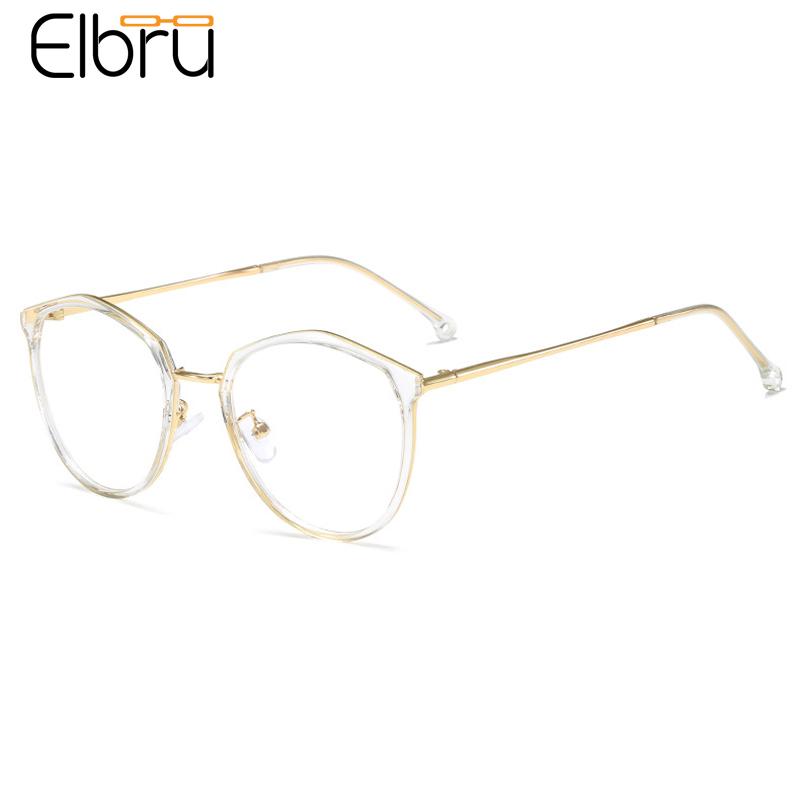 

Elbru Vintage Polygon Glasses Frame Retro Fashion Men Women Transparent Color Eyewear Ultralight Metal TR90 Plain Eyeglasses Sunglasses Fram