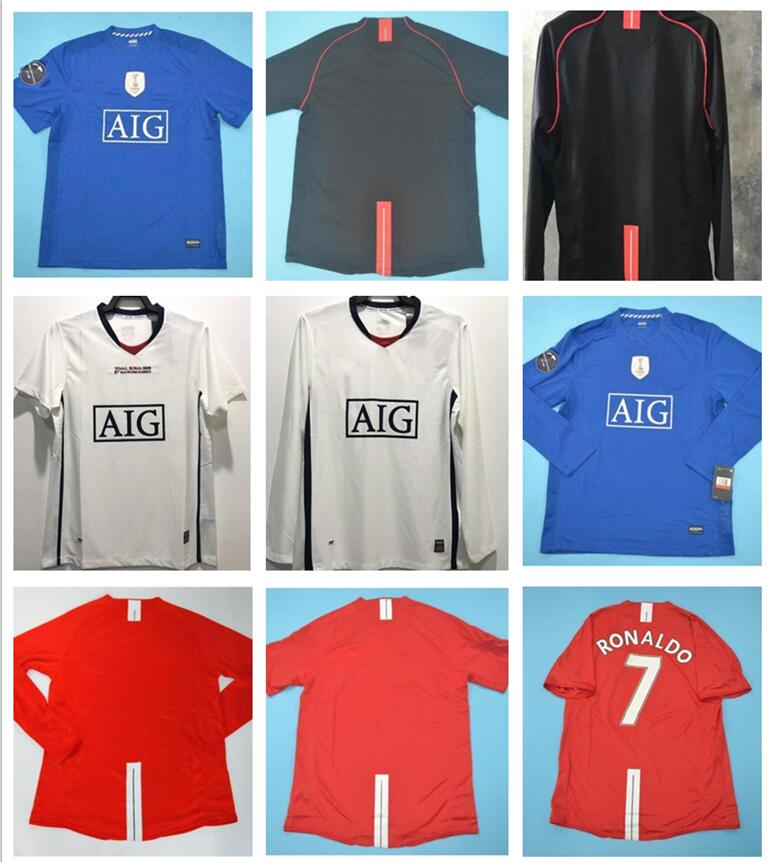 

RONALDO Rooney Saha RETRO 2007 2008 2009 soccer jerseys UNITED FOOTBALL SHIRTS 07 08 Vintage classic Nani MAN UTD Camiseta long sleeve